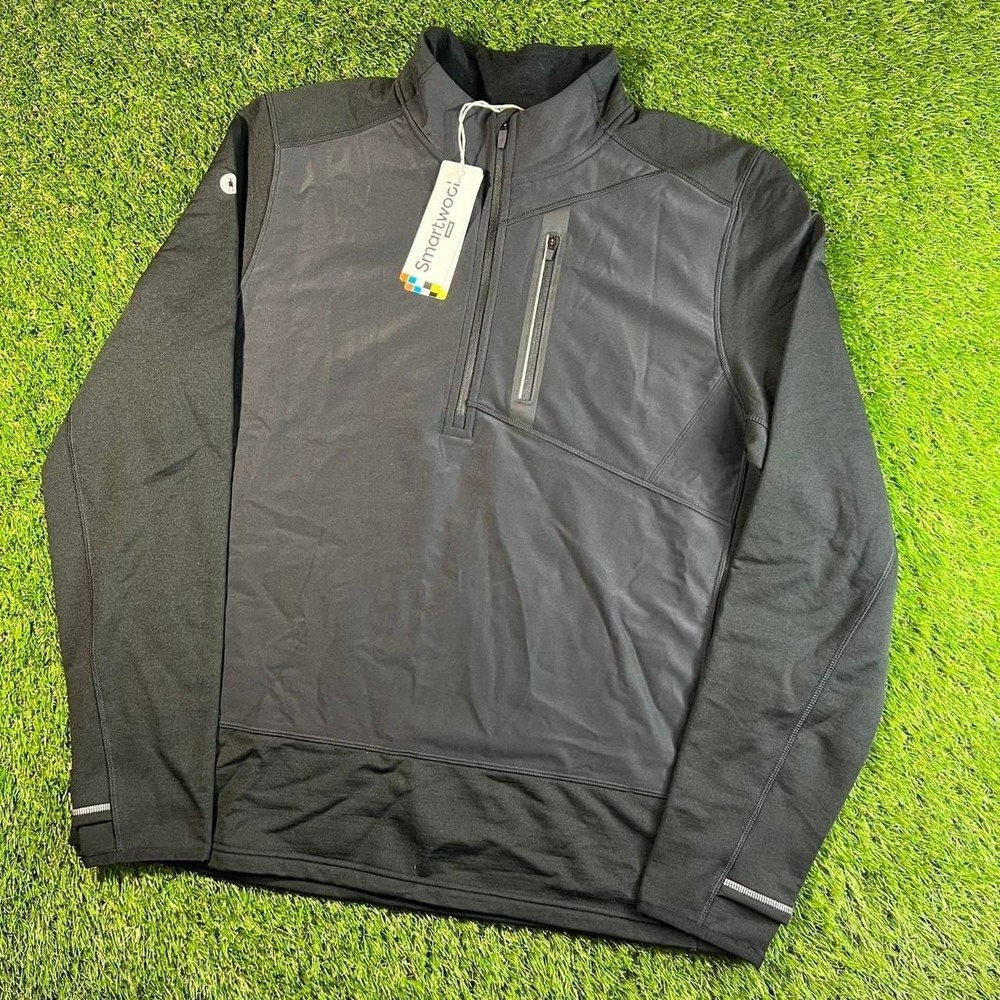 Smartwool Men's Active Fleece Wind 1/2 Zip Jacket Black Large NWT